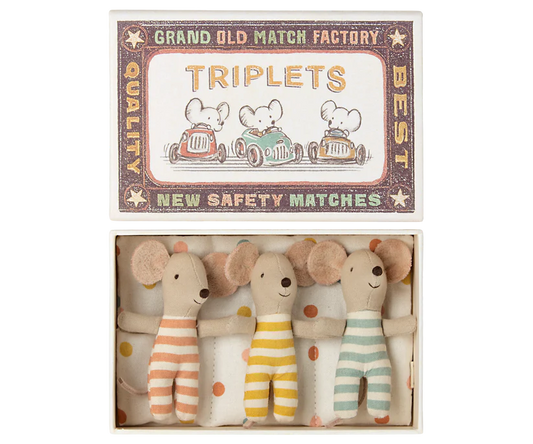 Maileg Triplets, Baby Mice In Matchbox