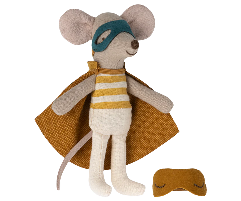 Maileg Super hero mouse, Little brother in matchbox