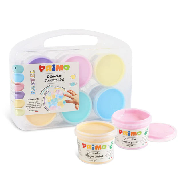 PRIMO Finger Paints - Pastel Colours (6 * 100g pots)