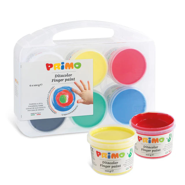 PRIMO Finger Paints - Primary Colours (6 * 100g pots)