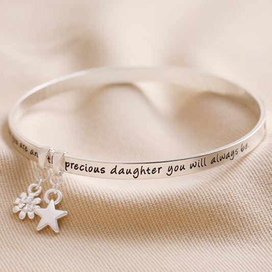 Precious Daughter' Meaningful Word Bangle Silver